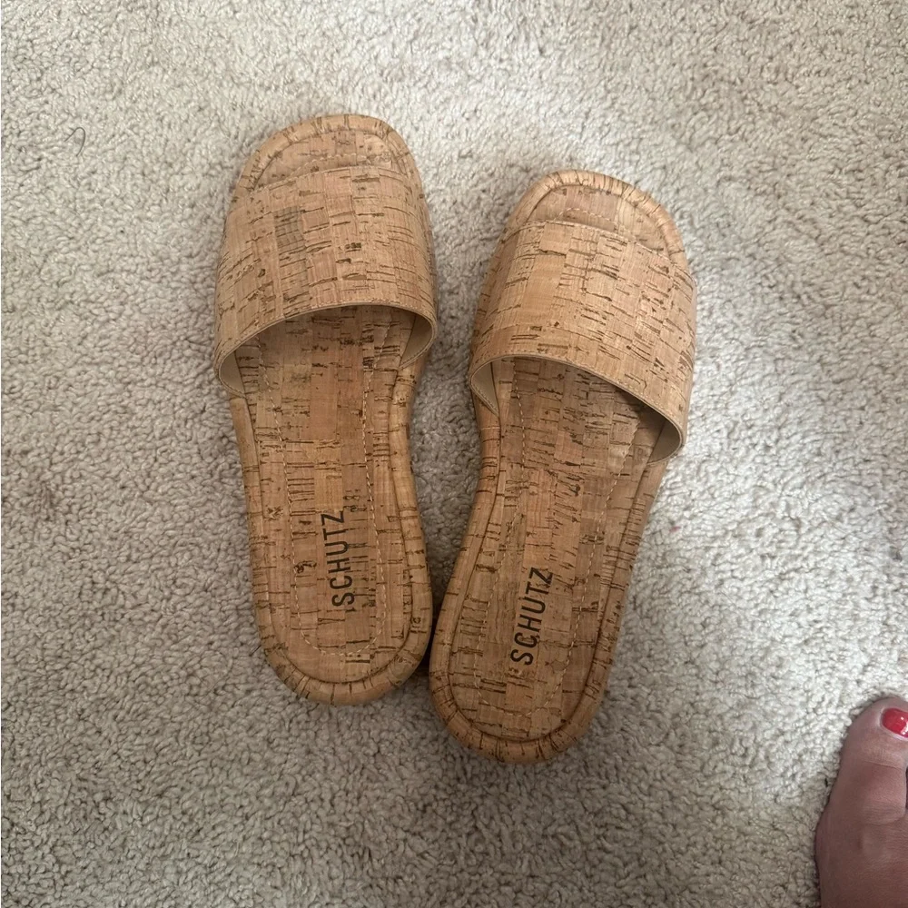 SCHUTZ Women's Yara Cork Flatform Sandals Size 8 - Picture 9 of 9